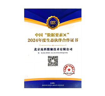 中国“数据要素×”2024年度生态伙伴合作证书